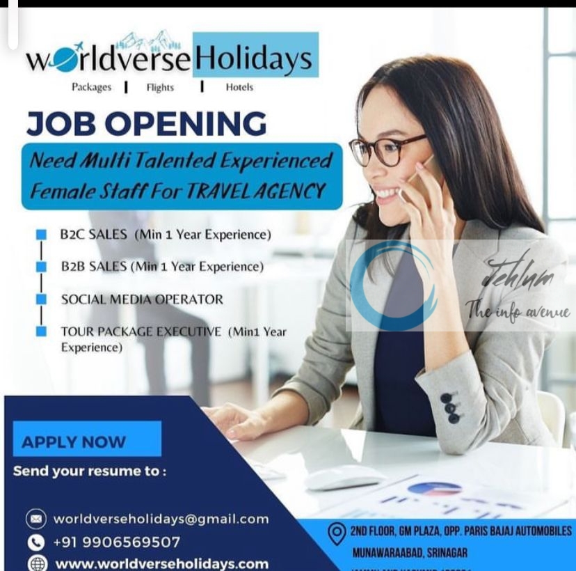 Worldverse Holidays Srinagar Jobs 2023