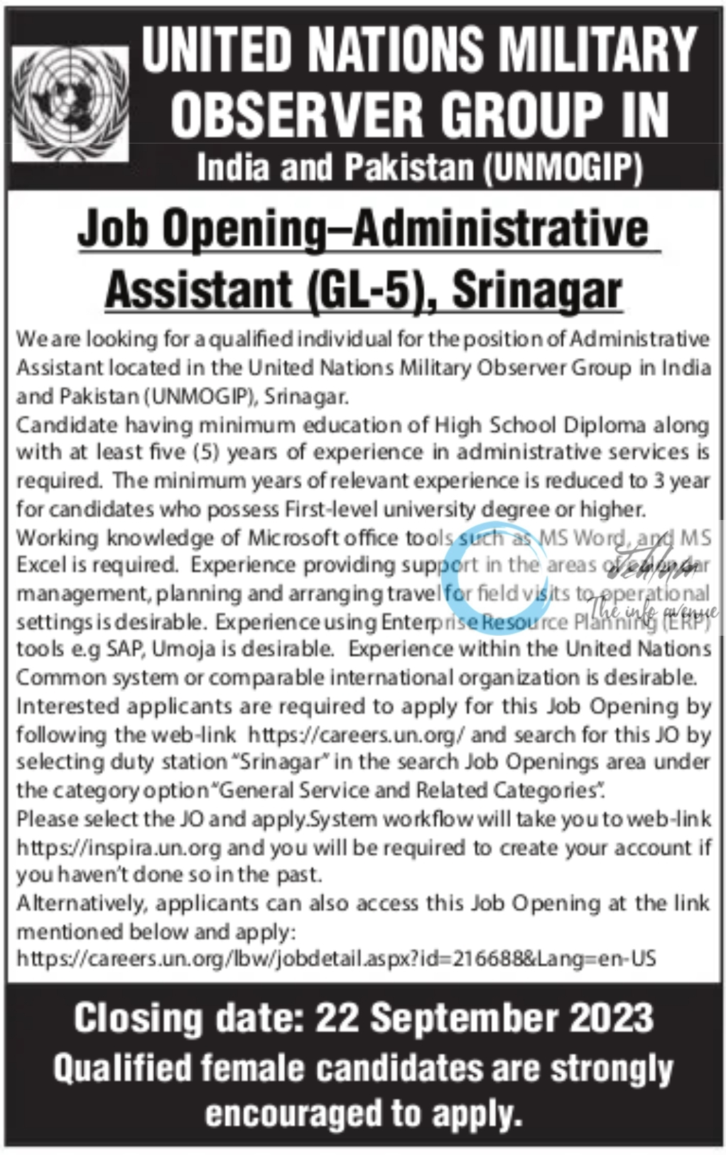 UNMOGIP SRINAGAR JOBS OPENINGS 2023