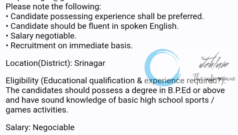 CMP High School Srinagar Jobs Notification 2023