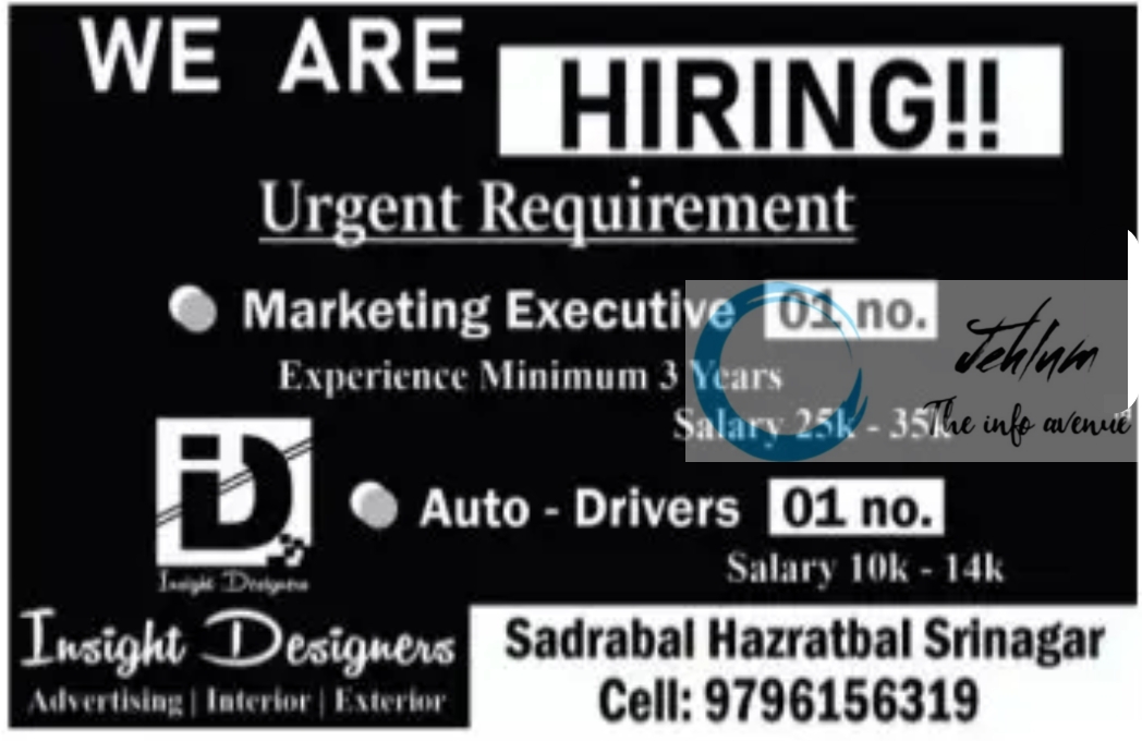Insight Designers Srinagar Jobs Advertisement 2023