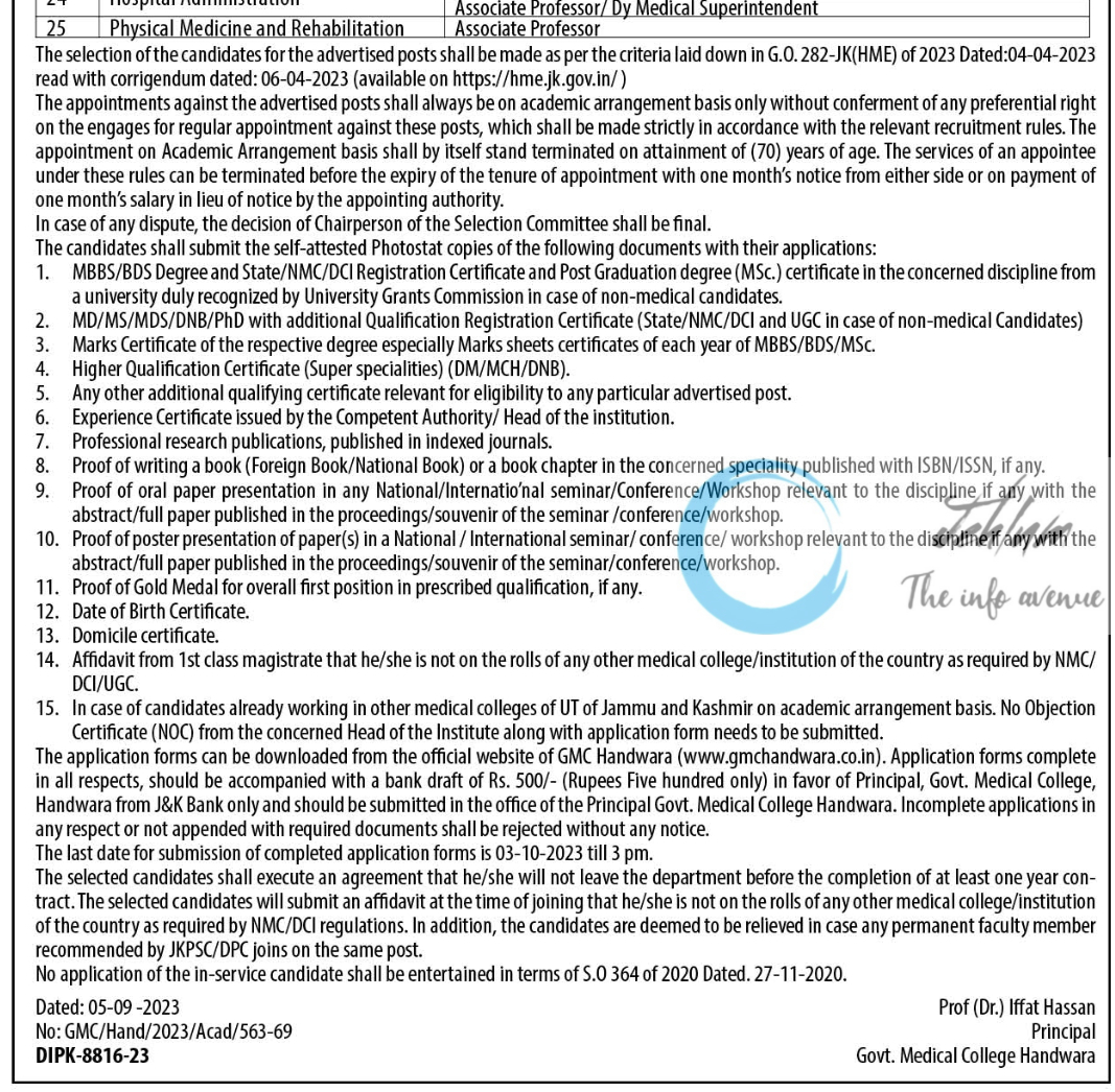 GMC HANDWARA Academic Arrangement Notification No 04 Of 2023