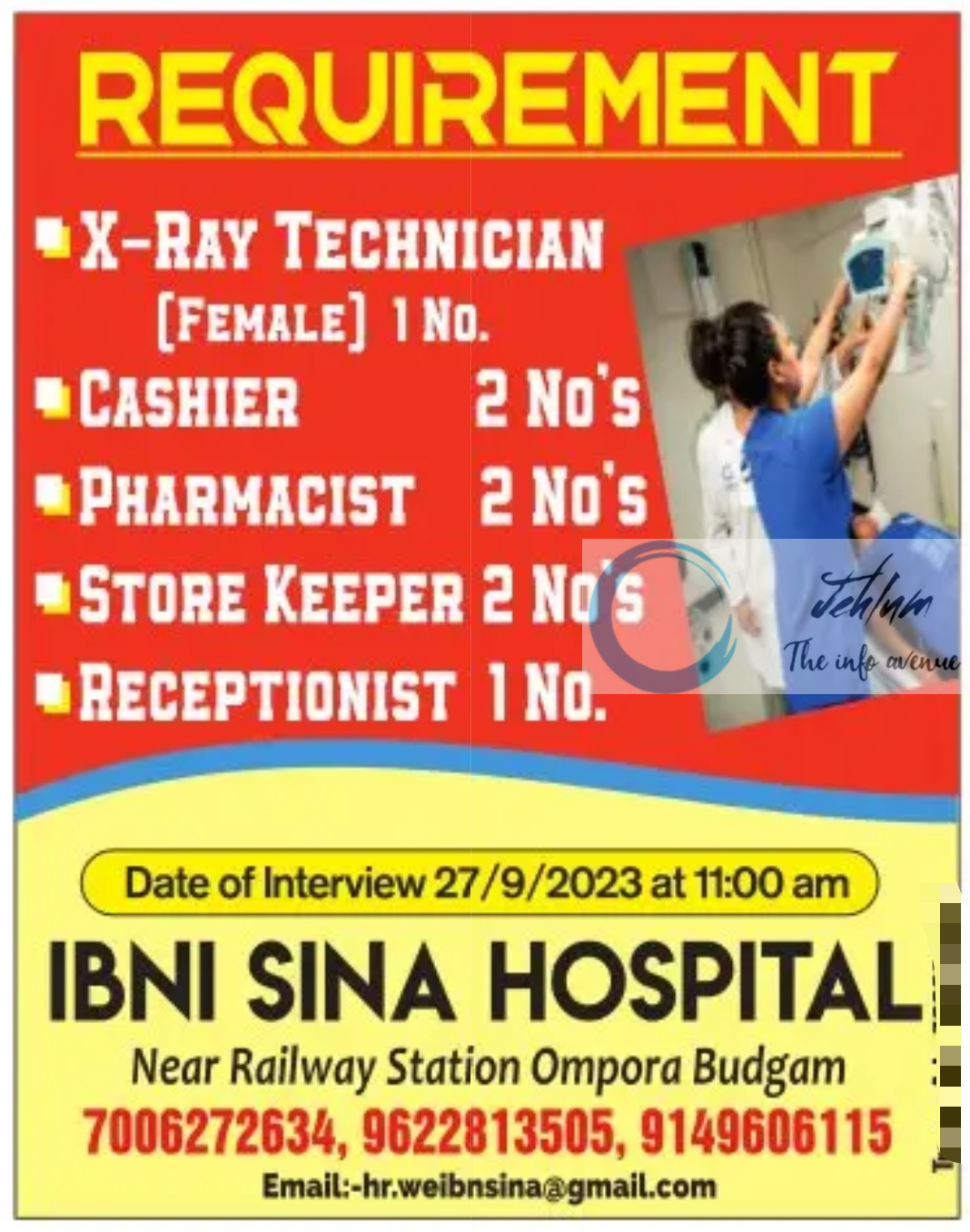 IBNI SINA HOSPITAL BUDGAM JOBS NOTIFICATION 2023
