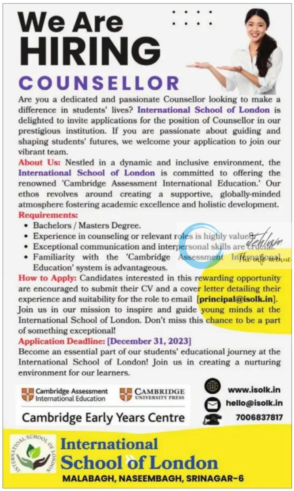 International School of London Srinagar Jobs Vacancy 2023