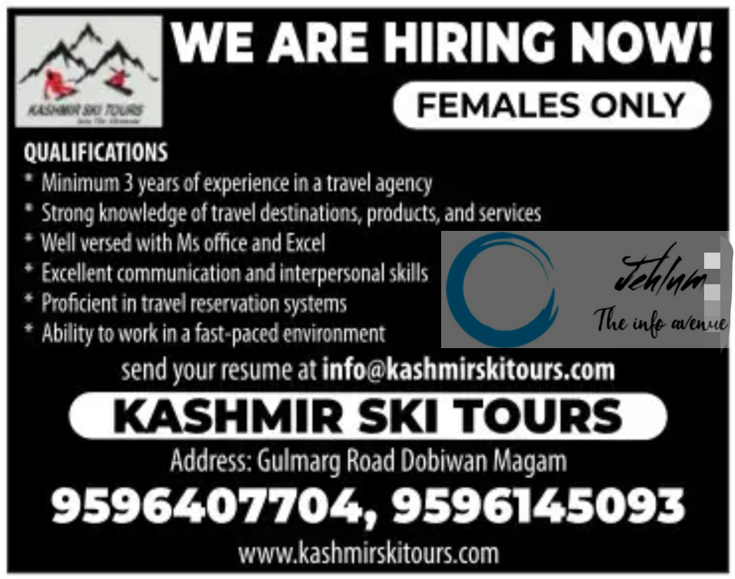 KASHMIR SKI TOURS JOBS OPENINGS 2024