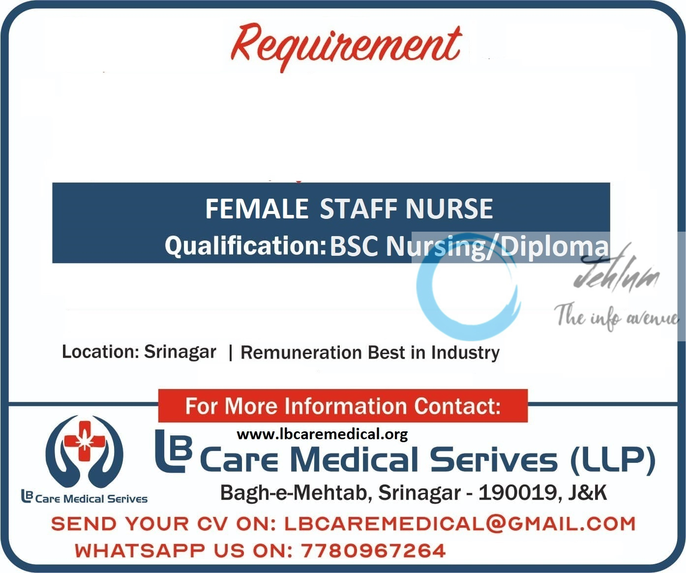 Lb Care Medical Services Srinagar Jobs Vacancy 2024