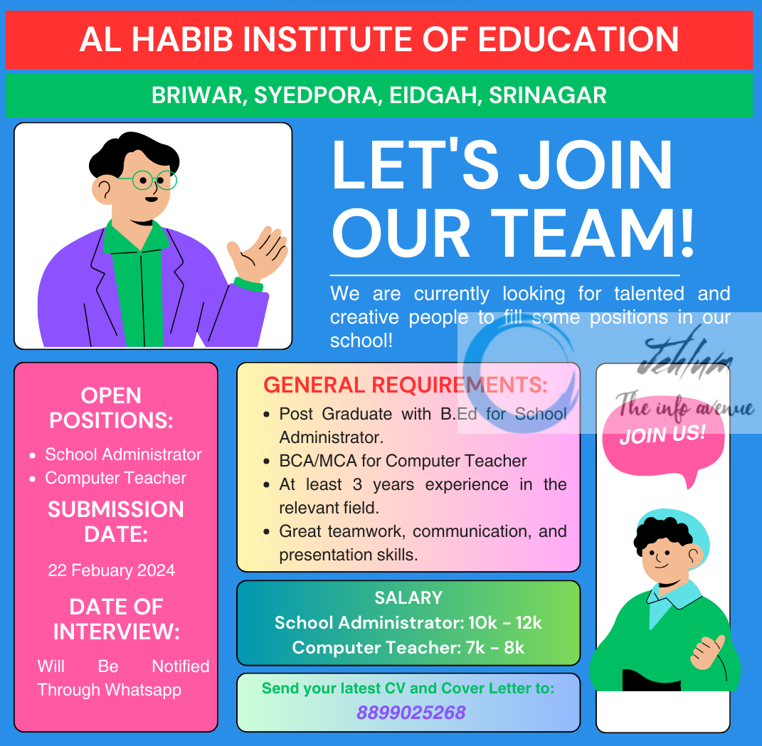 AL HABIB INSTITUTE OF EDUCATION SRINAGAR JOBS 2024
