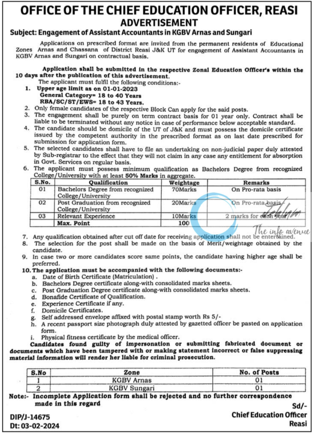 CHIEF EDUCATION OFFICER REASI JOBS ADVERTISEMENT 2024