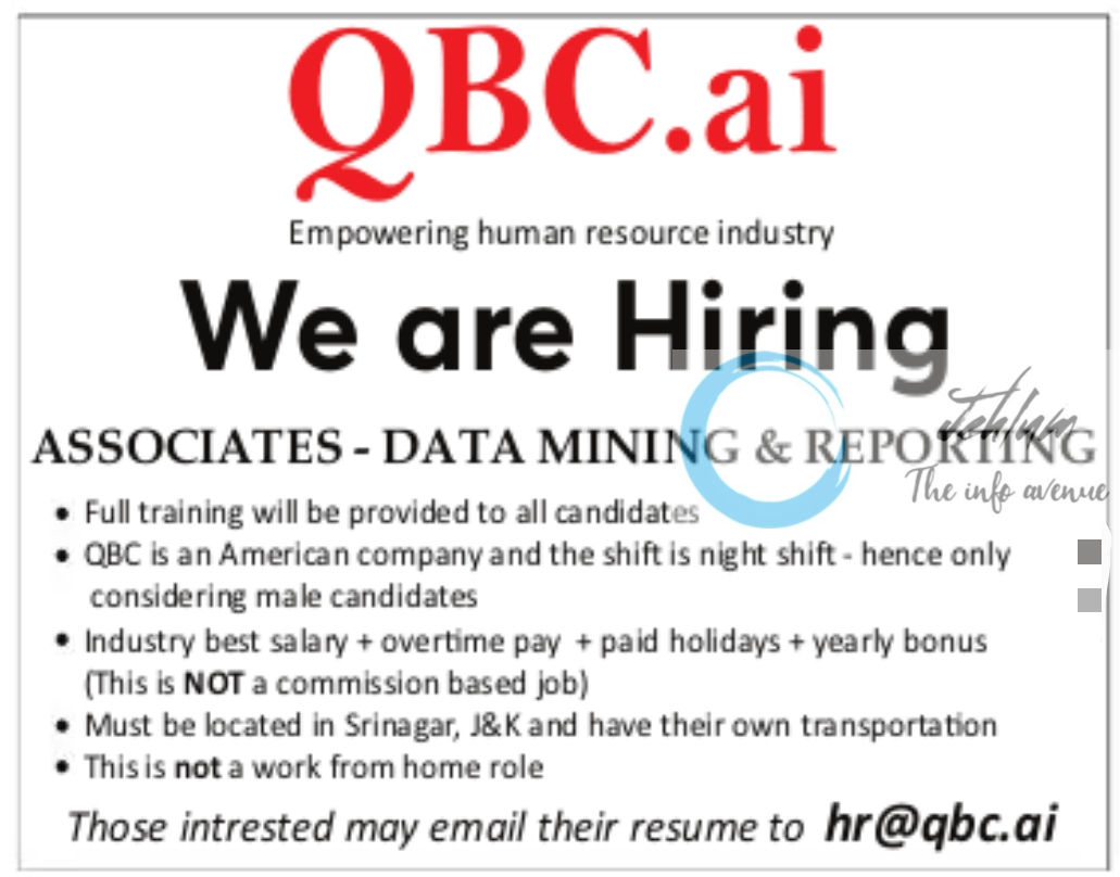 QBC Srinagar Jobs Vacancy 2024
