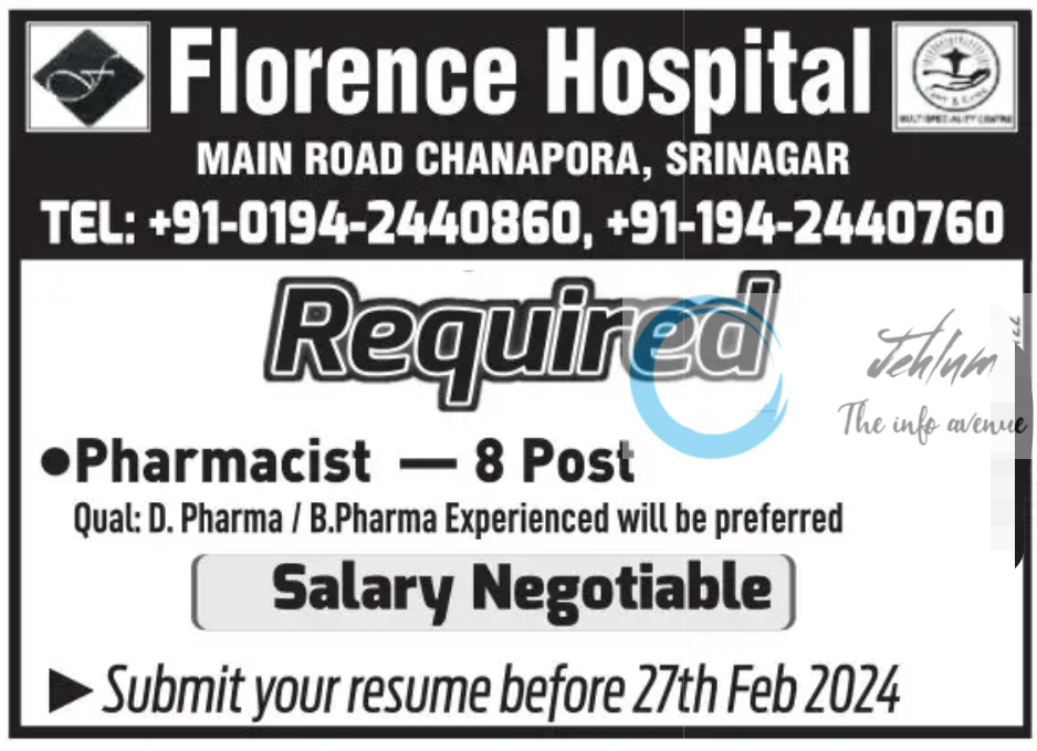 Florence Hospital Srinagar Jobs Vacancy 2024