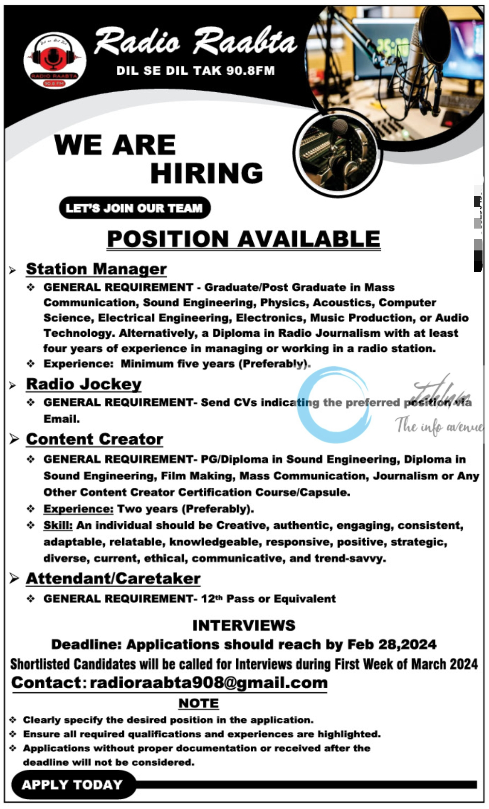 Radio Raabta Kashmir Jobs Advertisement 2024