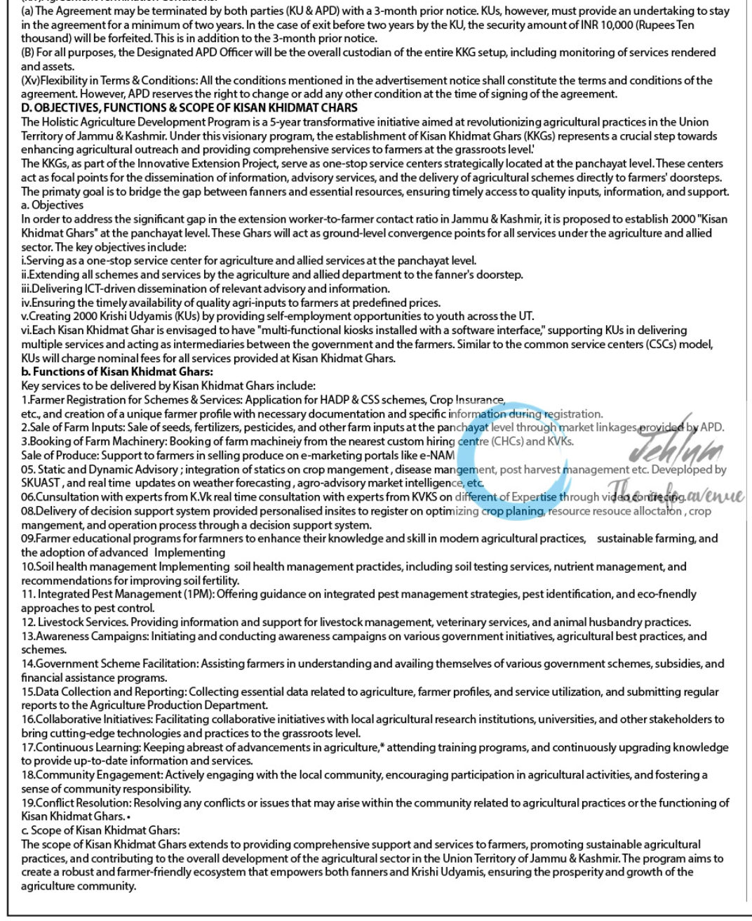 District Development Commissioner Bandipora Krishi Udyamis KU Recruitment Notification 2024