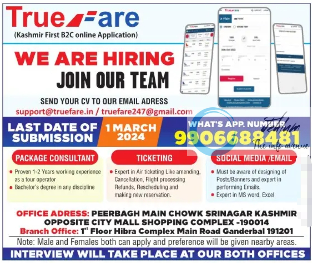 Truefare Kashmir Jobs Openings 2024