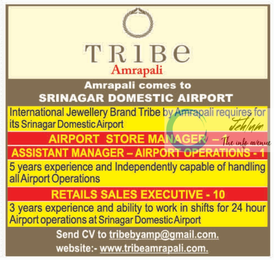TRIBE Amrapali Srinagar Jobs Vacancy 2024