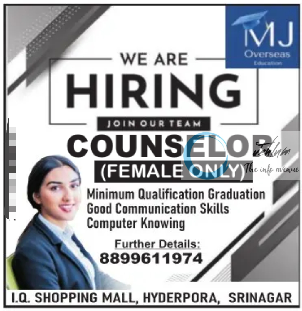 MJ Overseas Education Srinagar Jobs Vacancy 2024