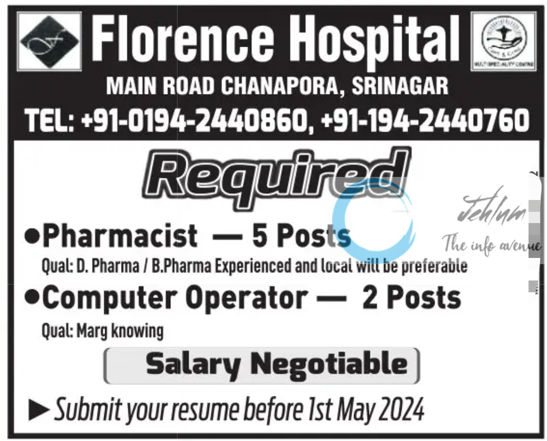 Florence Hospital Srinagar Jobs Vacancy 2024