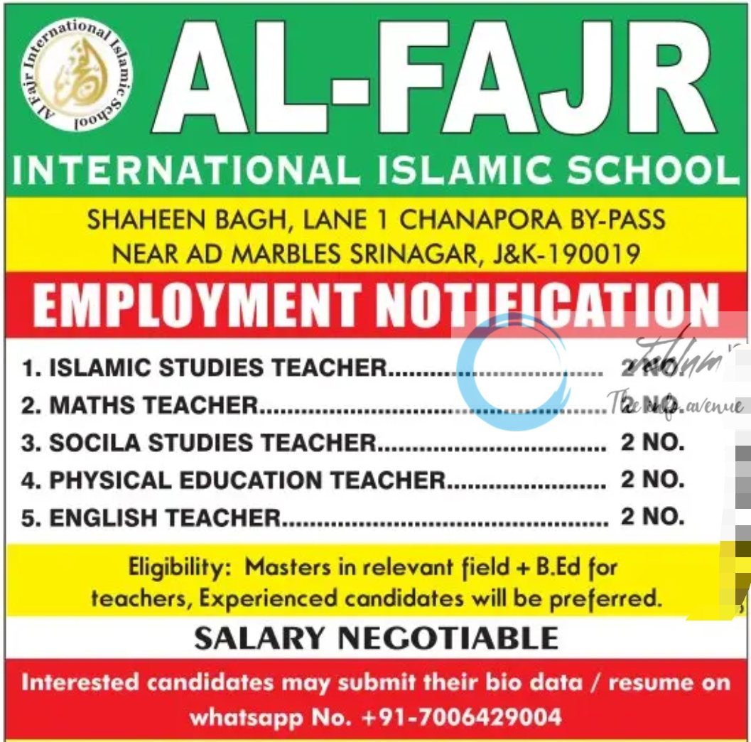 AL-FAJR INTERNATIONAL ISLAMIC SCHOOL JOBS 2024