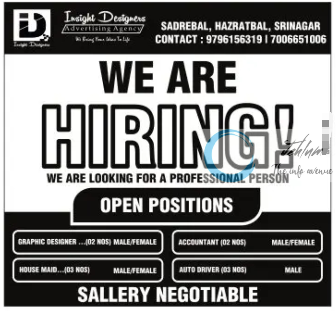 Insight Designers Advertising Agency Srinagar Jobs 2024