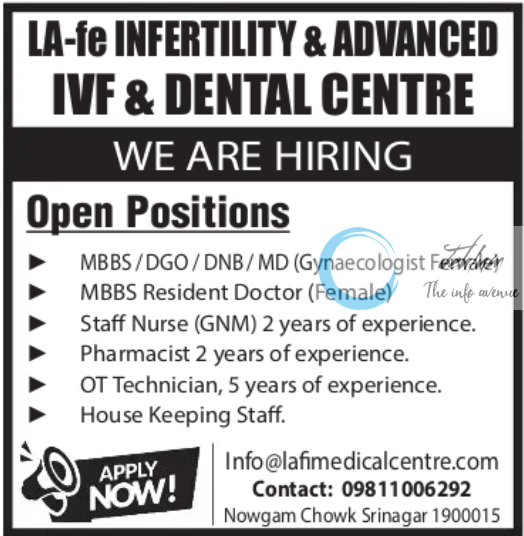 LA-fe Medical Centre Srinagar Jobs Vacancy 2024