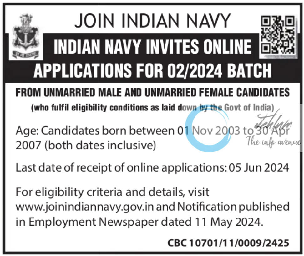 INDIAN NAVY RECRUITMENT NOTIFICATION 2024