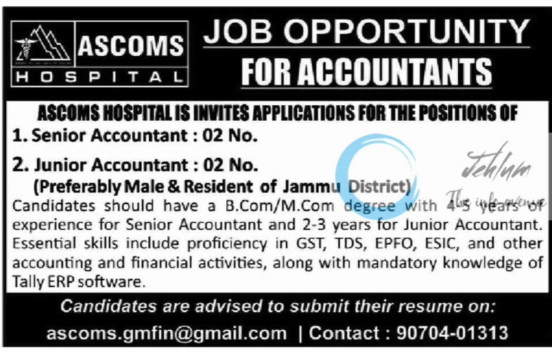 ASCOMS HOSPITAL JAMMU JOBS OPPORTUNITY 2024