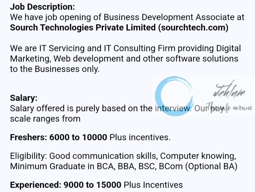 Sourch Technologies Private Limited Baramulla Jobs 2024