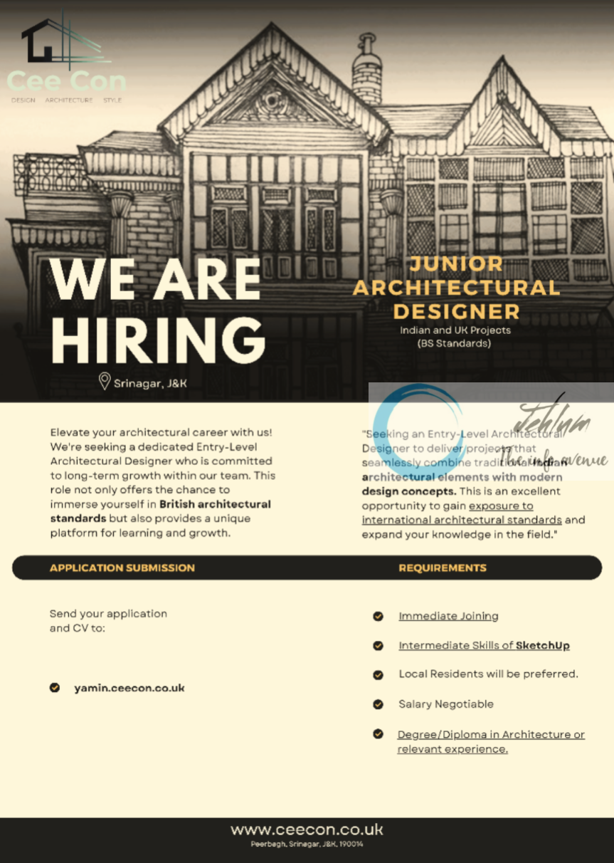 Cee Con Srinagar Junior Architectural Designer Jobs 2024