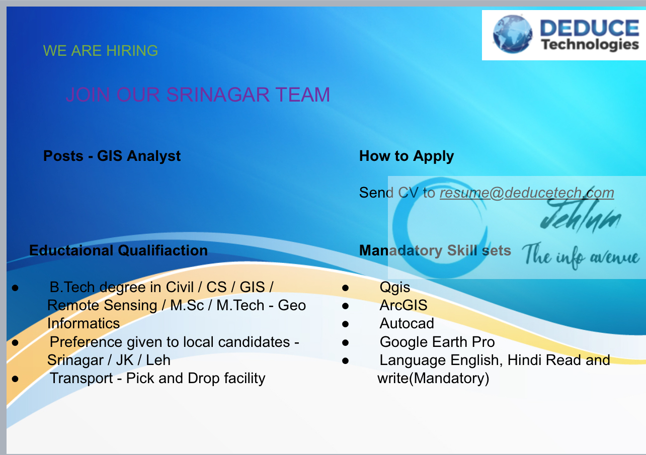 Dedue Technologies Srinagar GIS Analyst Jobs Vacancy 2024