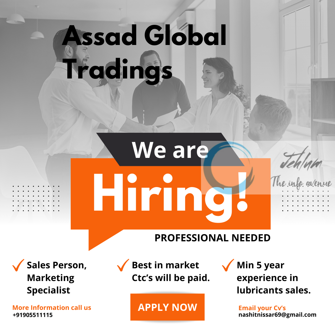 Assad Global Tradings Srinagar Jobs Vacancy 2024