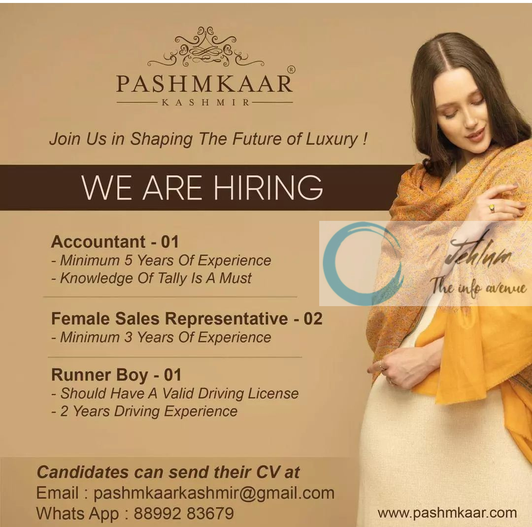 PASHMKAAR KASHMIR JOBS OPENINGS 2024