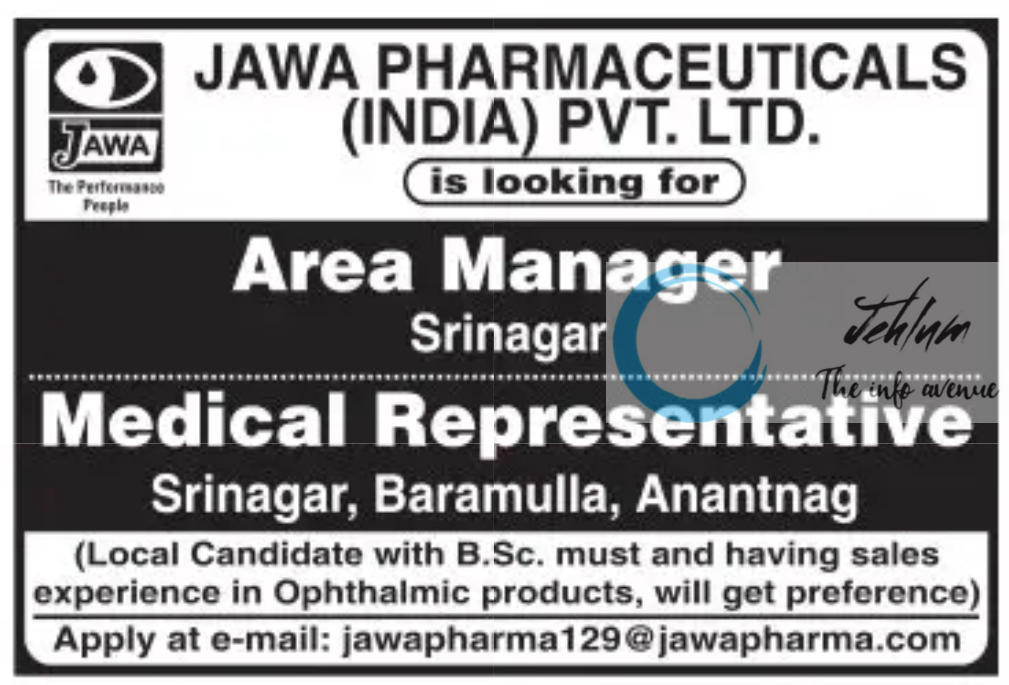 JAWA PHARMACEUTICALS JOBS OPENINGS 2024