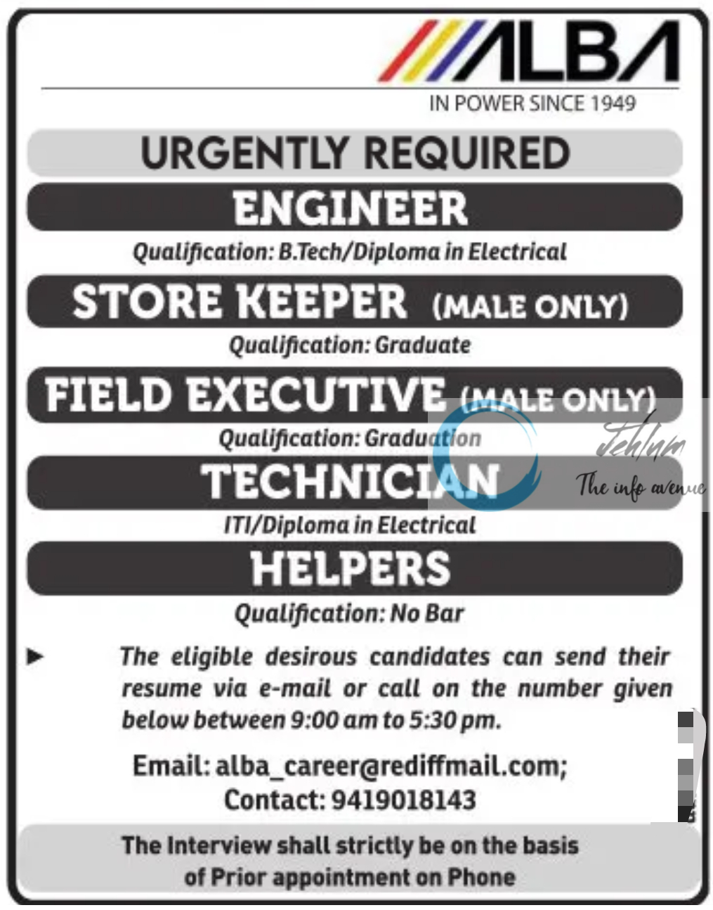 ALBA SRINAGAR JOBS OPENINGS 2024