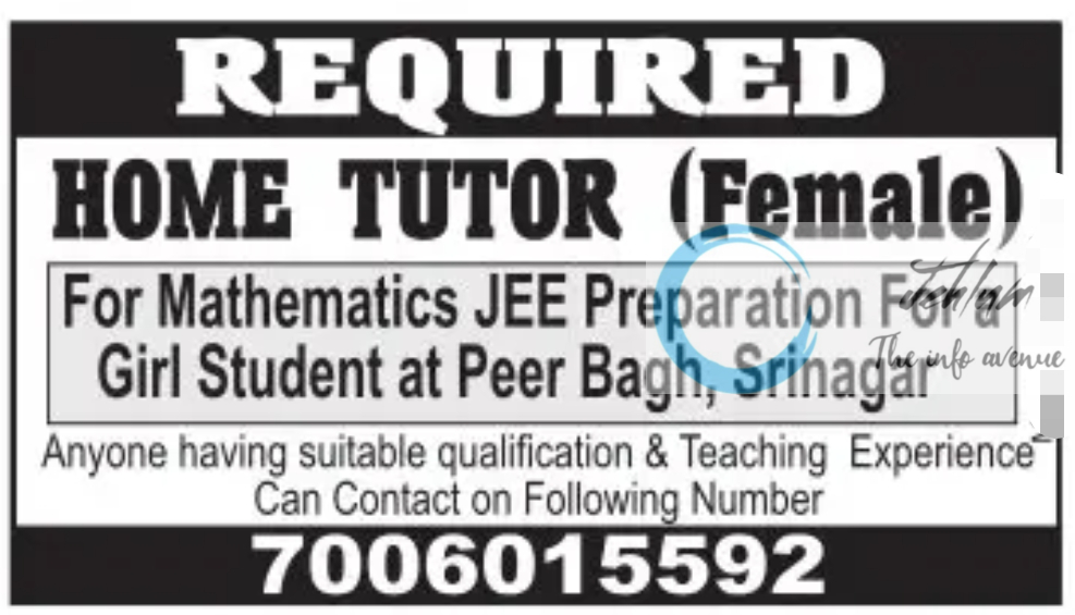 Home Tuition Jobs in Srinagar 2024