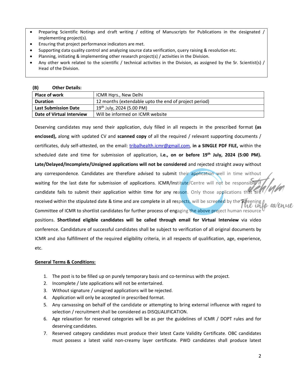 ICMR Project Research Scientist-III Non- Medical Recruitment Advertisement Notice 2024