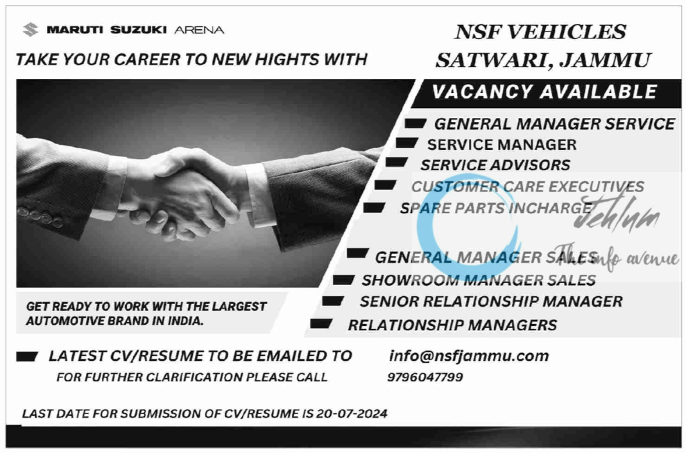 NSF VEHICLES JAMMU JOBS VACANCIES 2024