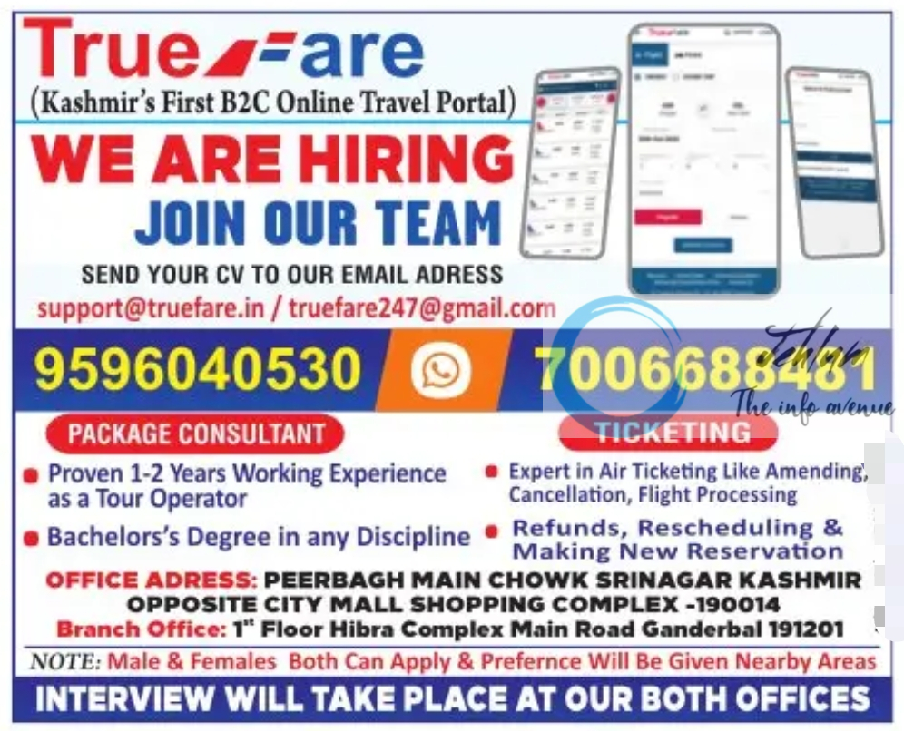 Truefare Srinagar Jobs Vacancy 2024