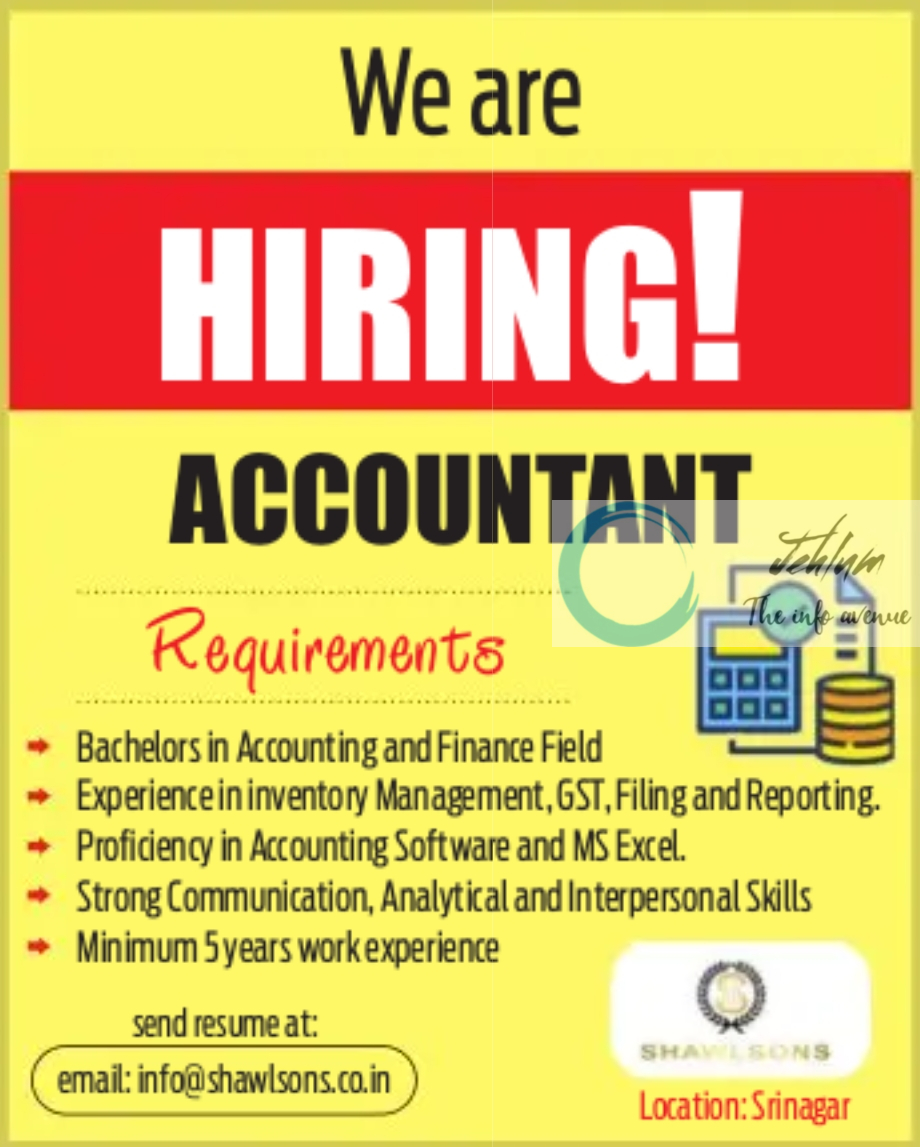 SHAWLSONS SRINAGAR ACCOUNTANT JOB 2024