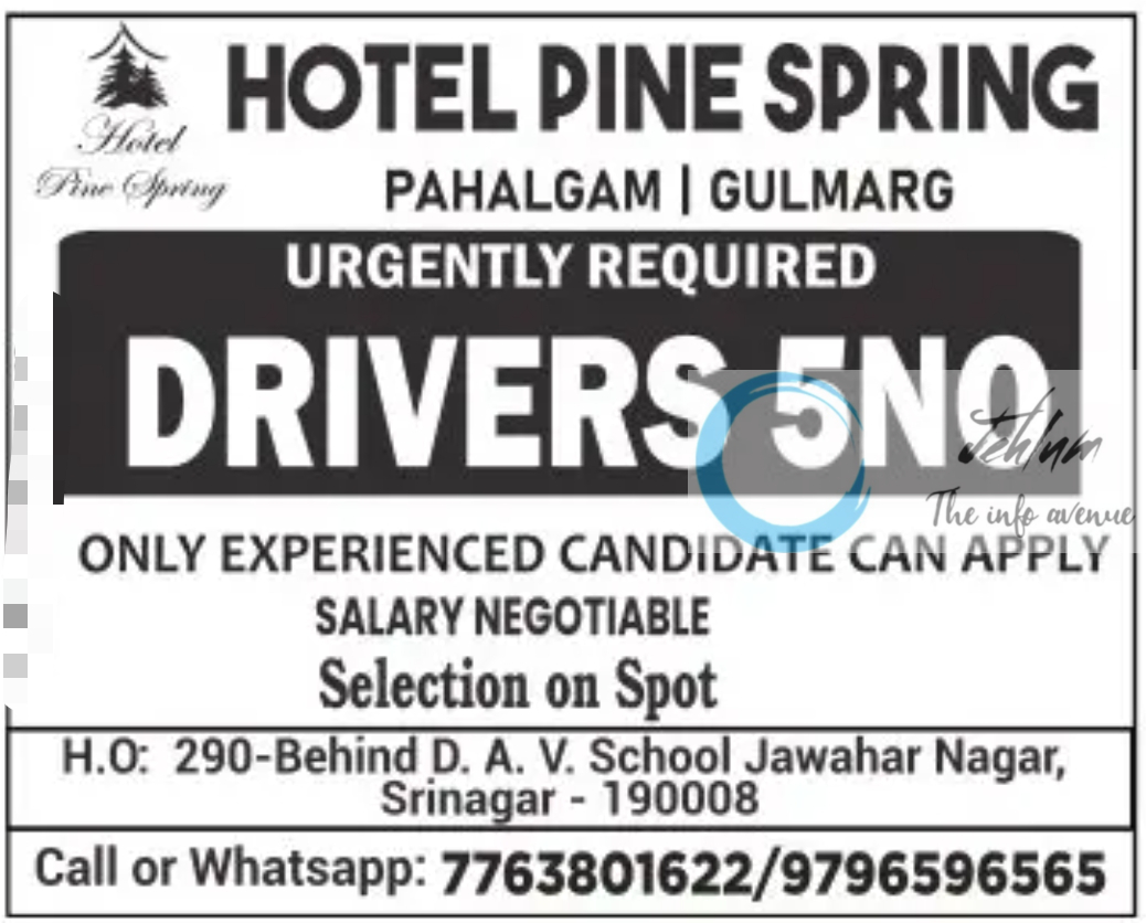 HOTEL PINE SPRING JOBS VACANCIES 2024