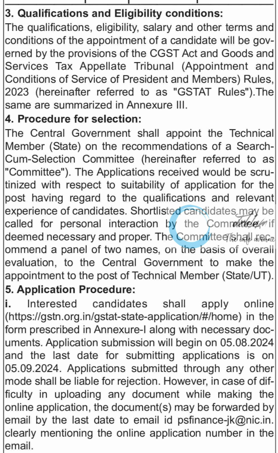 Jammu and Kashmir Finance Department Technical Member Vacancy Circular 2024