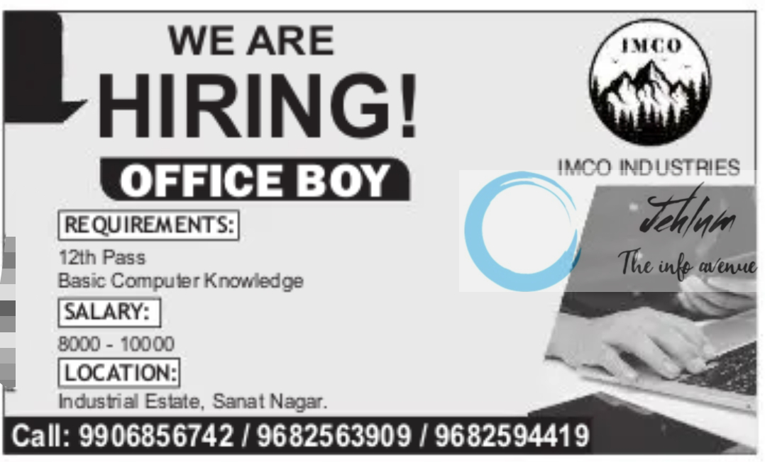 IMCO INDUSTRIES SRINAGAR JOBS 2024