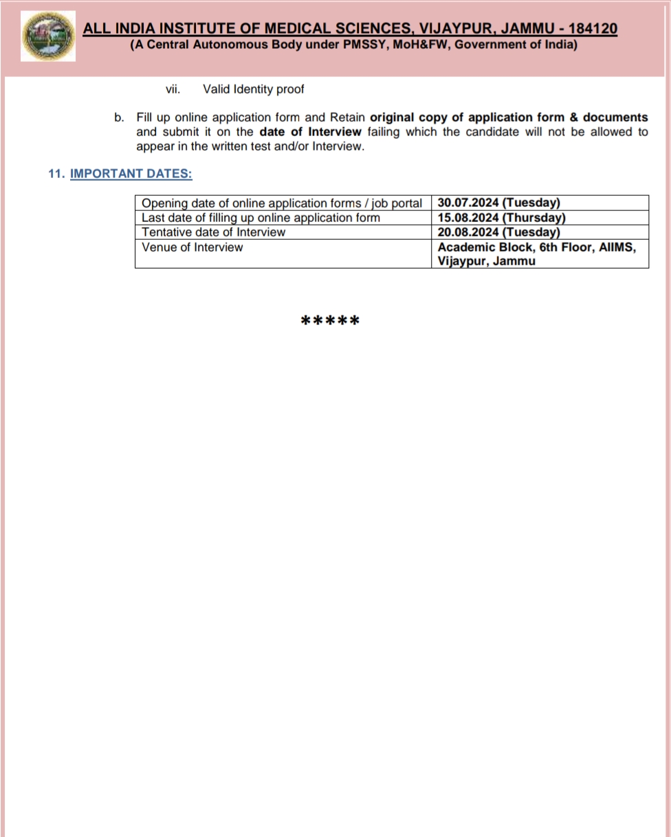 ALL INDIA INSTITUTE OF MEDICAL SCIENCES AIIMS NORCET NURSING OFFICER RECRUITMENT NOTICE NO 82/2024