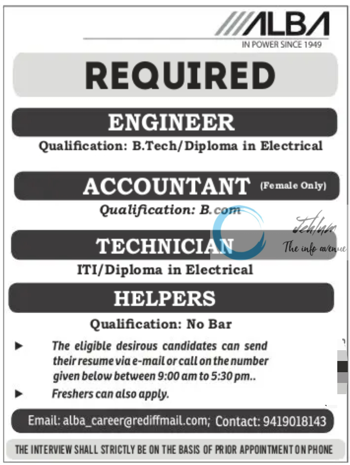 ALBA SRINAGAR JOBS OPENINGS 2024