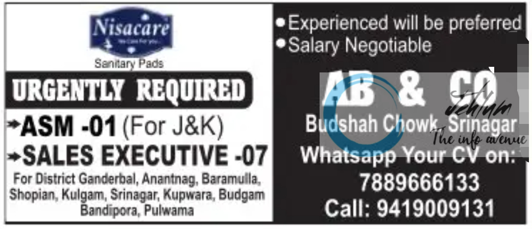 Nisacare Srinagar Sales Jobs Vacancy 2024