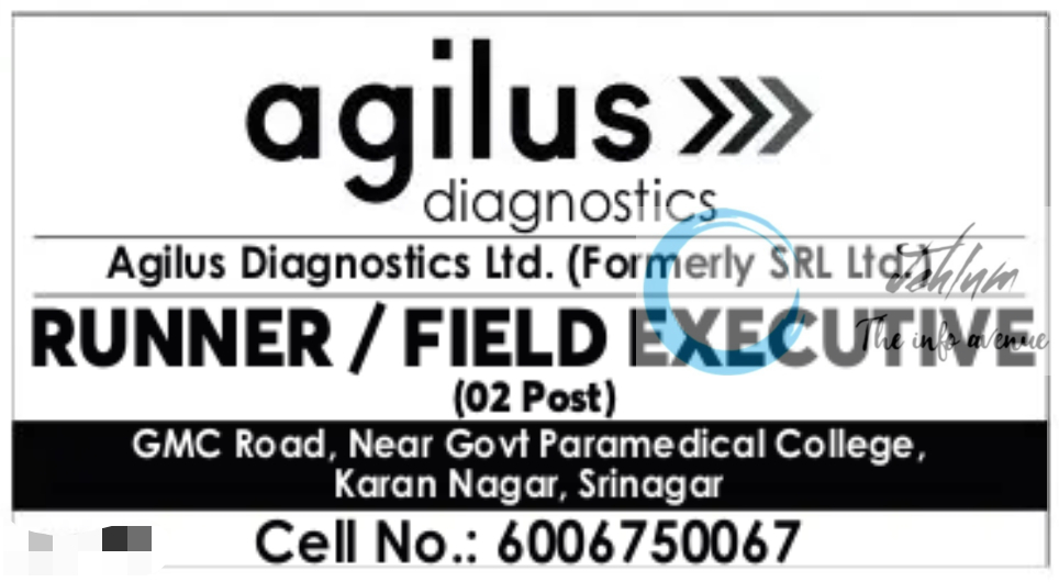 Agilus Diagnostics Ltd Srinagar Jobs 2024