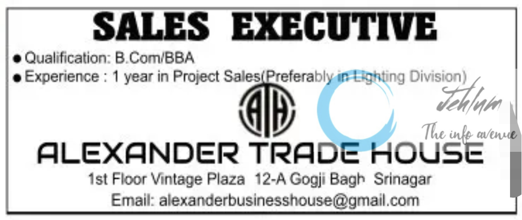 ALEXANDER TRADE HOUSE SRINAGAR JOBS 2024