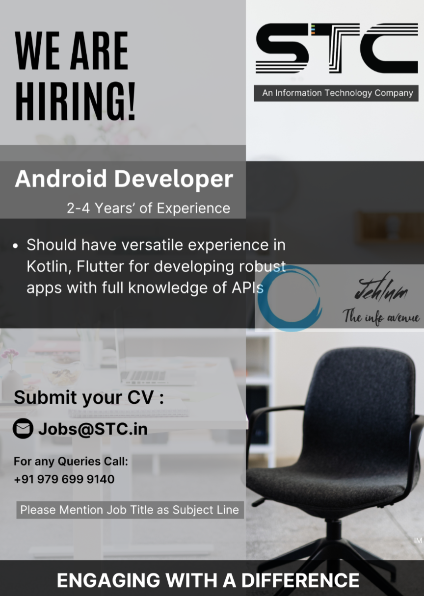 STC Srinagar Android Developer Jobs Vacancy 2024