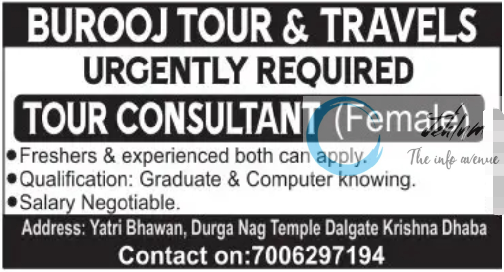 BUROOJ TOUR & TRAVELS SRINAGAR JOBS 2024