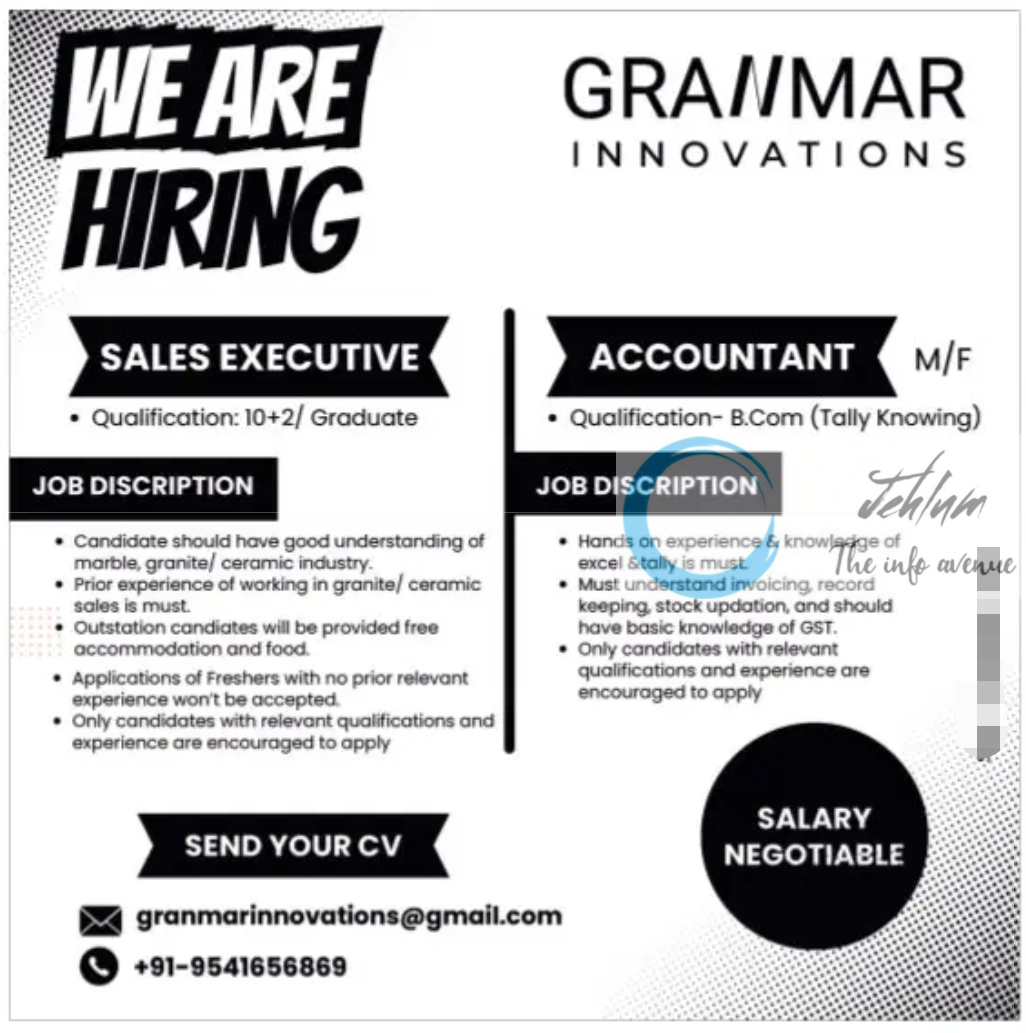 GRANMAR INNOVATIONS SRINAGAR JOBS OPENINGS 2024