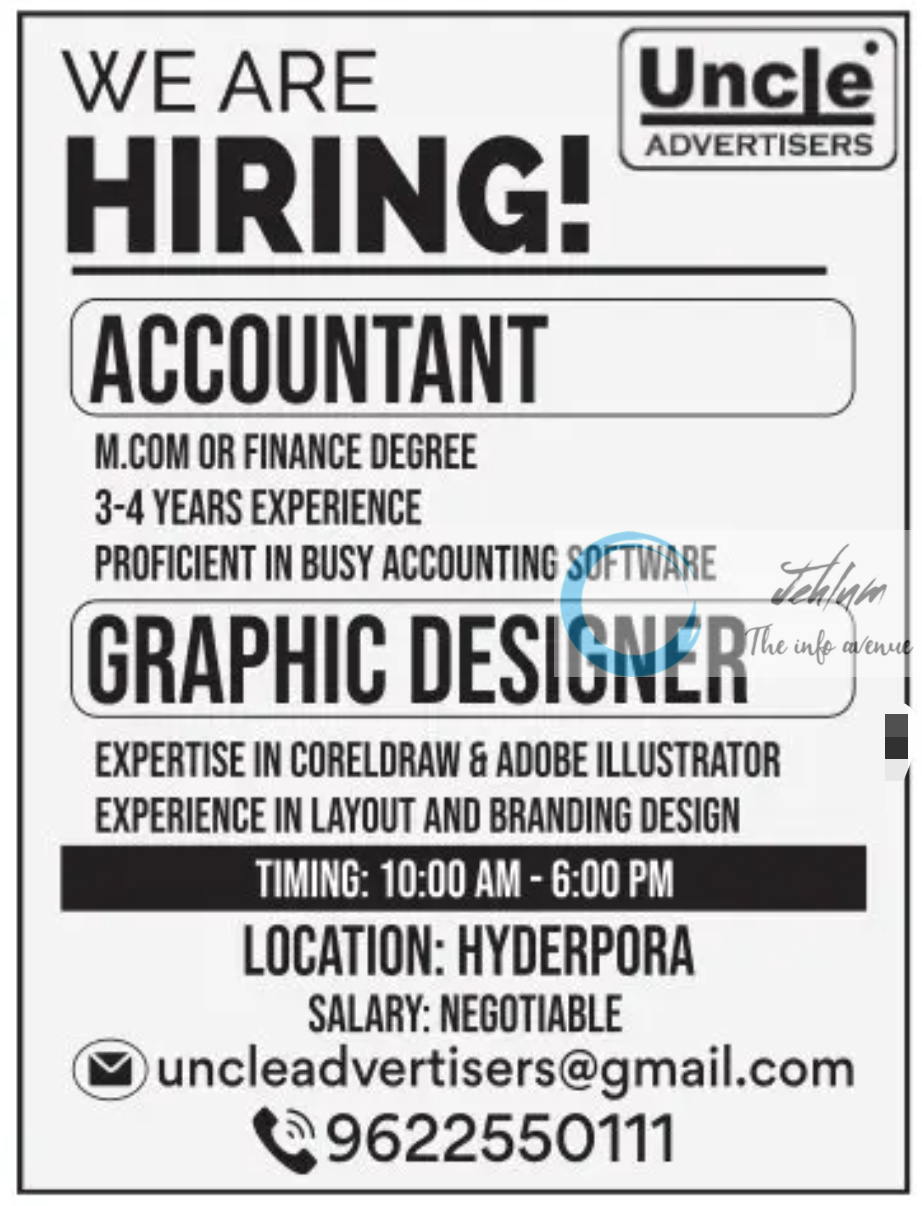 Uncle Advertisers Srinagar Jobs 2024