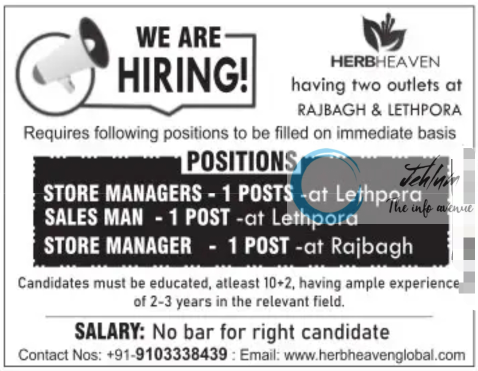 HERBHEAVEN KASHMIR JOBS OPENINGS 2024