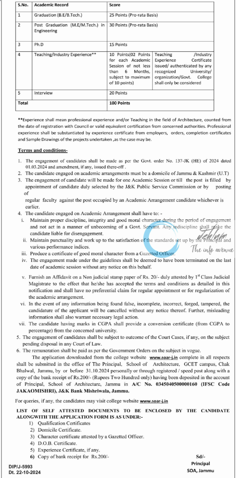 SCHOOL OF ARCHITECTURE - JAMMU ACADEMIC ARRANGEMENT ADVERTISEMENT NOTICE 2024-25